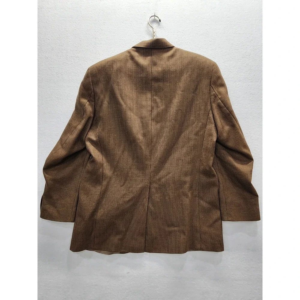 Vtg Lauren Ralph Lauren Men's 40R Brown Lambswool Houndstooth Sport Coat Jacket‎
